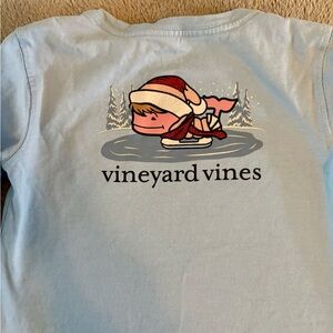 Vineyard Vines Santa Whale Blue Long Sleeve Tee